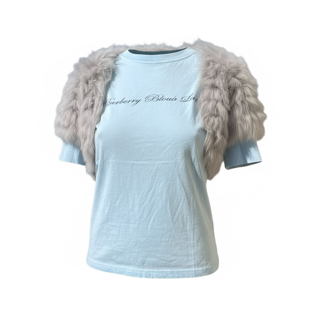 Boléro Rope Picnic en fourrure grise, coupe courte, manches bouffantes, taille 38