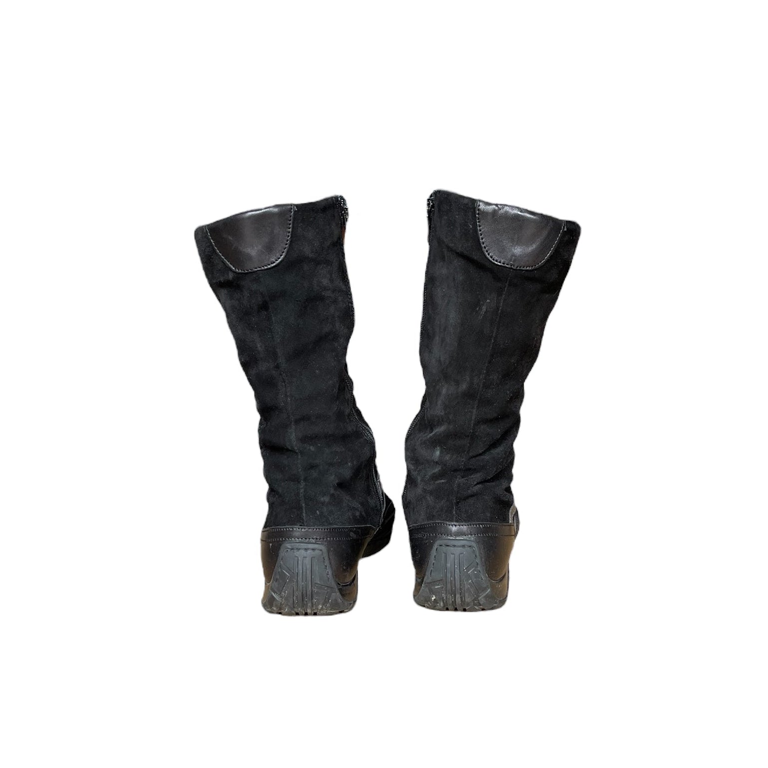 Bottes baskets montantes noires en suédine avec laçage avant, taille 41