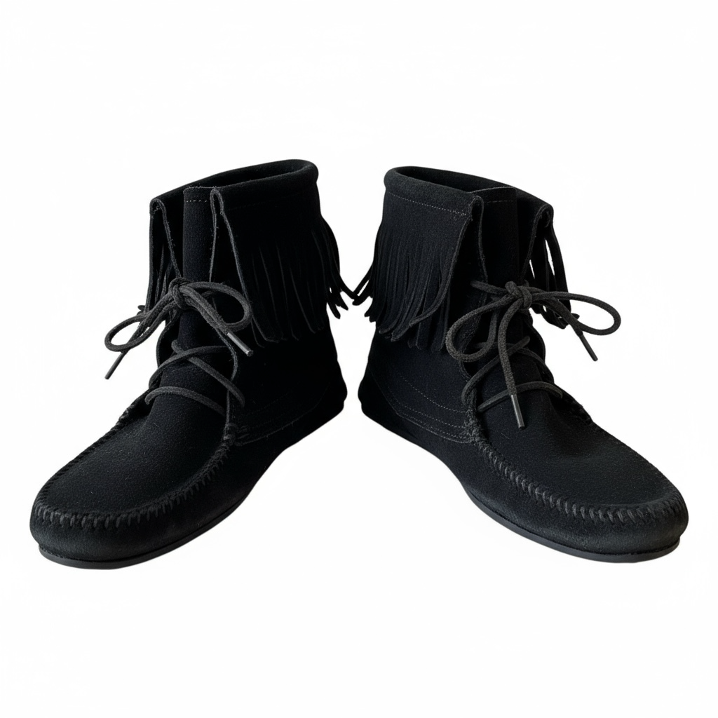 Boots Minnetonka en daim à franges et lacets, taille 38