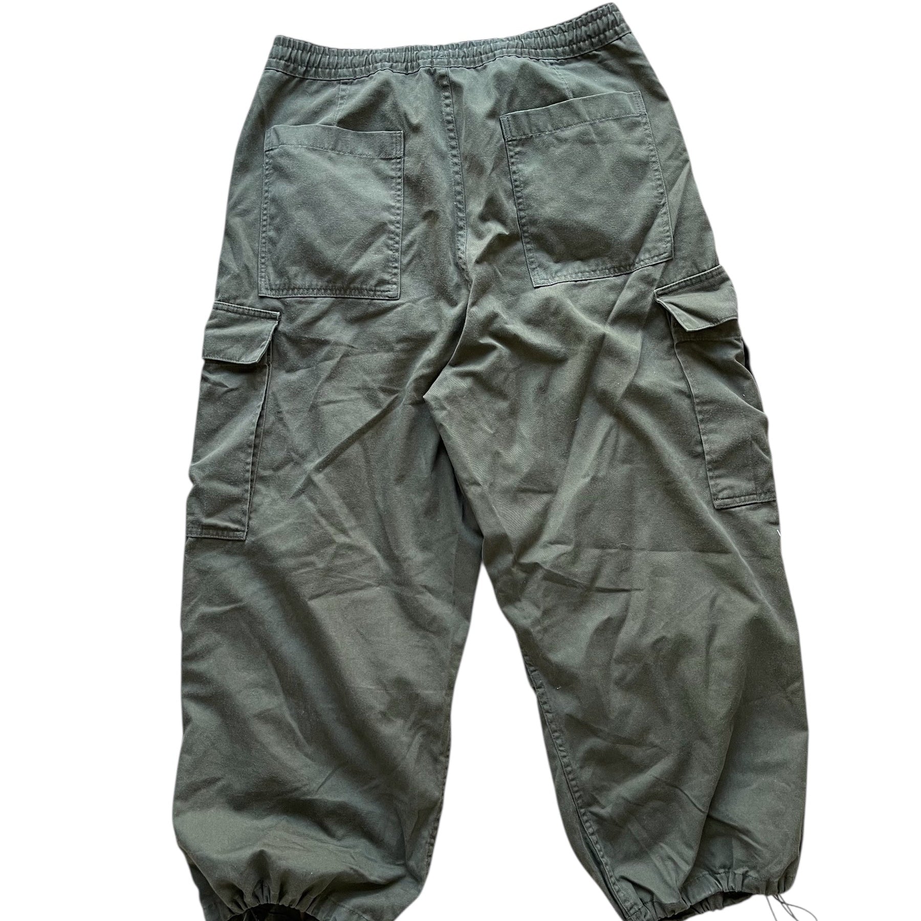 Pantalon cargo kaki GU à poches latérales et cordons de serrage, coupe ample