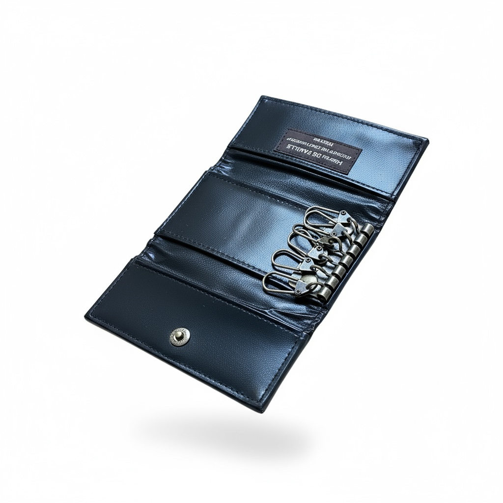 Porte-clés HECROU de FAMILLE noir à pois blancs avec plusieurs crochets métalliques