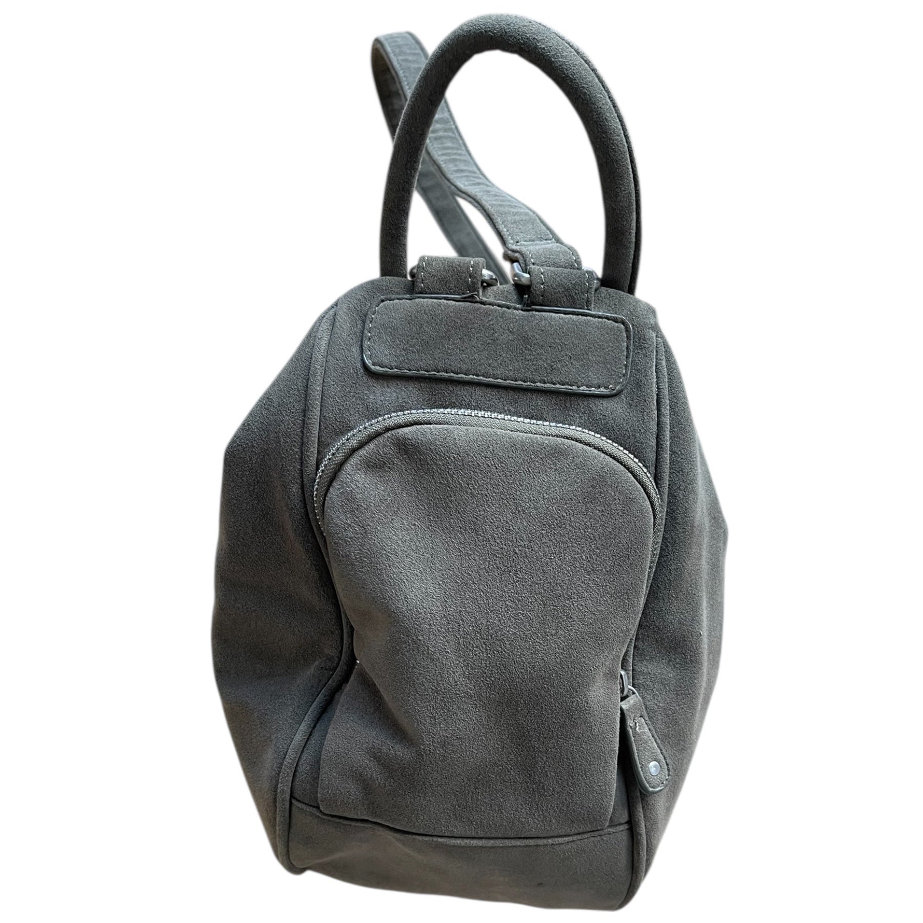 Sac besace en daim kaki avec bandoulière ajustable et fermeture zippée