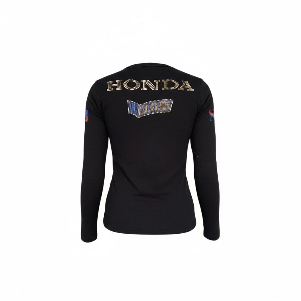Vintage t-shirt à manches longues à strass Honda Racing. 