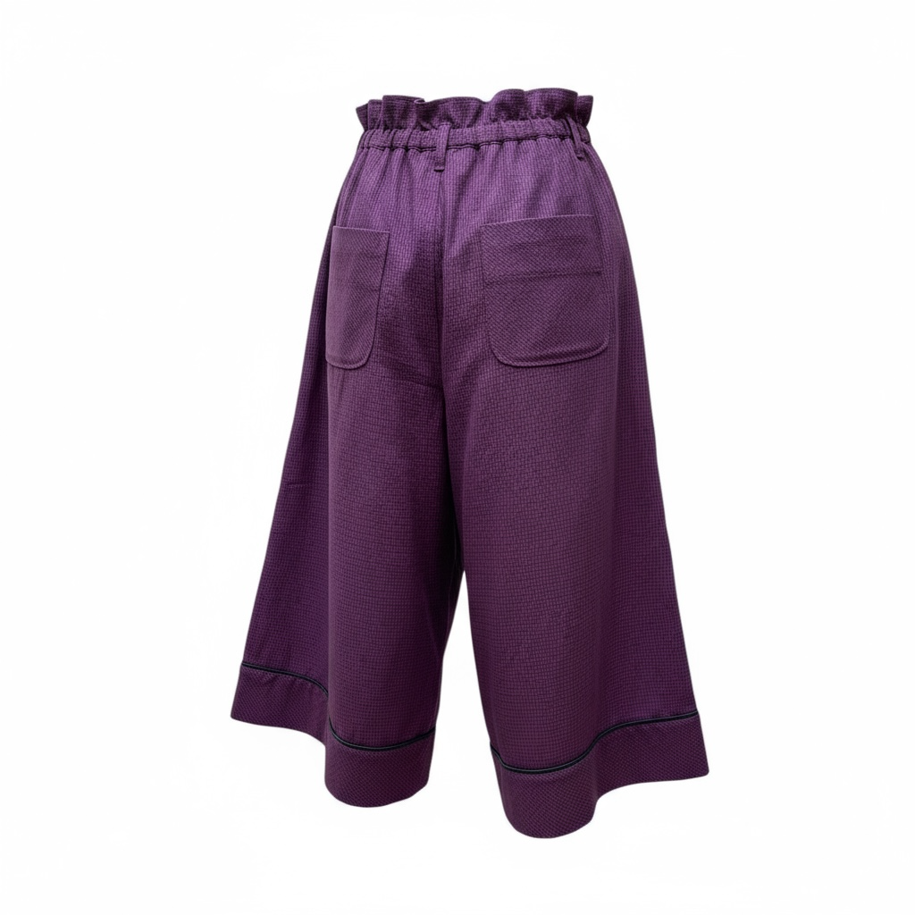 Jupe-culotte bordeaux et noire FRAPBOIS en coton, coupe large et taille élastique