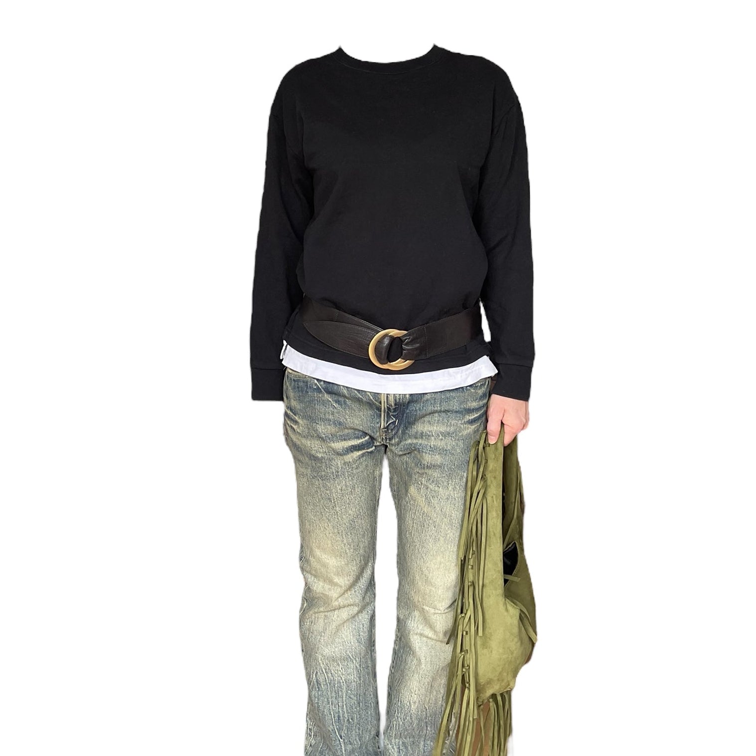 T-shirt à manches longues vintage, effet doublé en noir et blanc de la marque Cotton from USA.