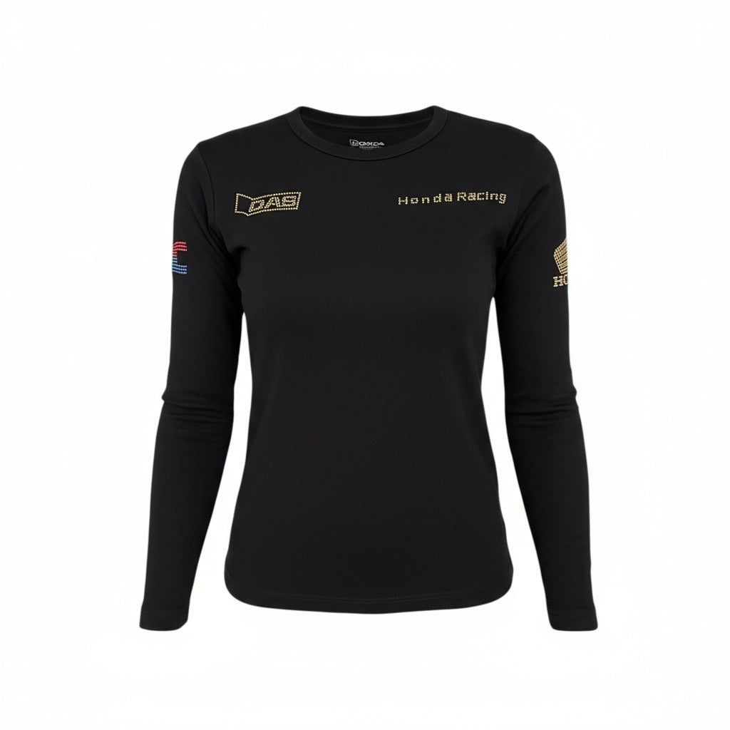 Vintage t-shirt à manches longues à strass Honda Racing. 