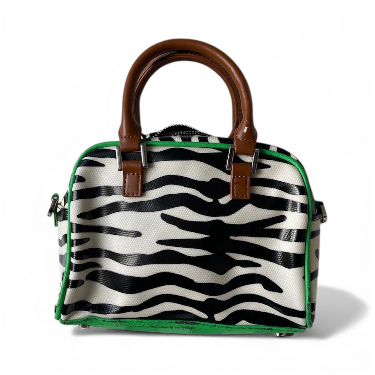 mini sac zebre avec ance de couleur marron