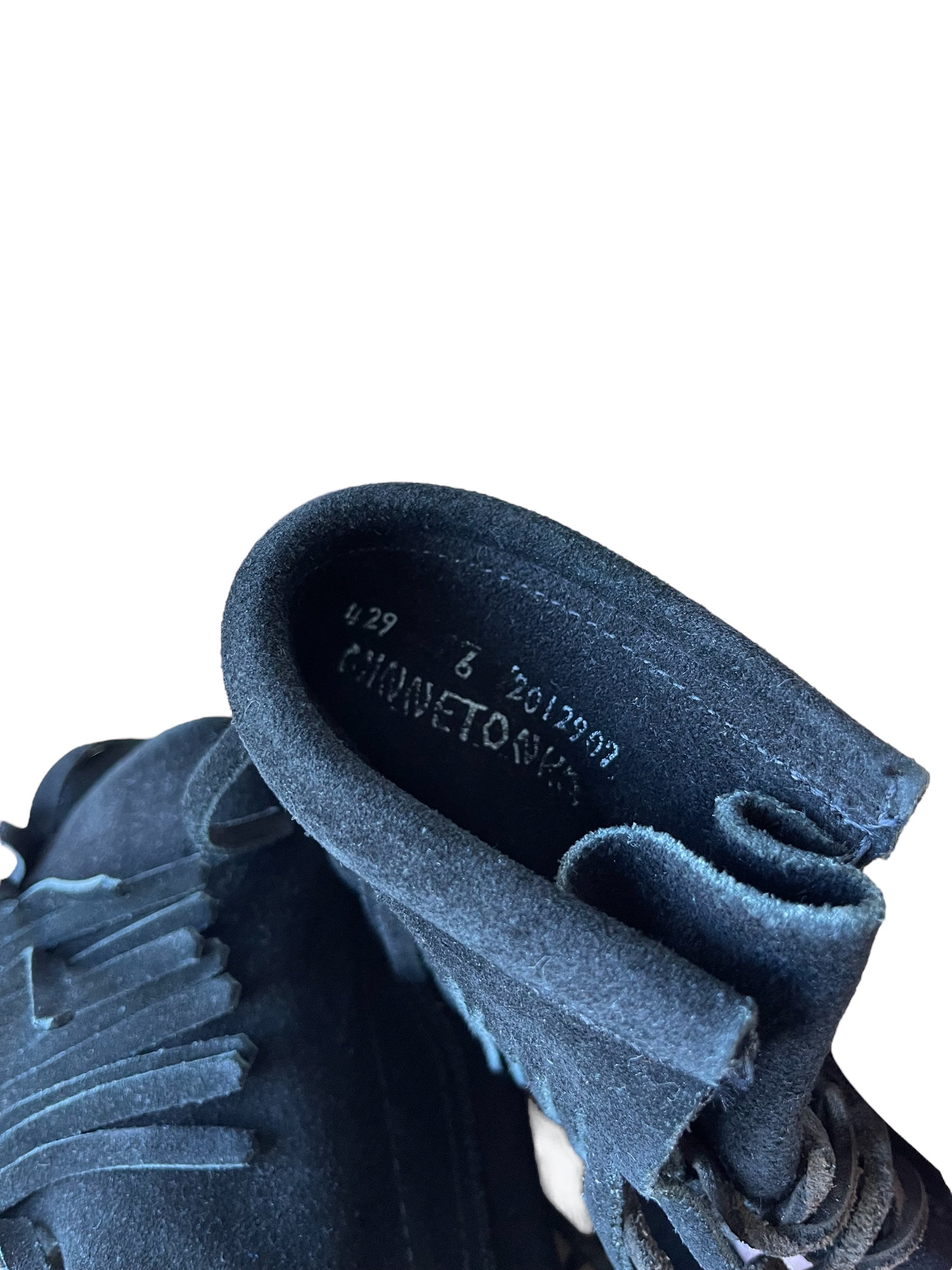 Boots Minnetonka en daim à franges et lacets, taille 38