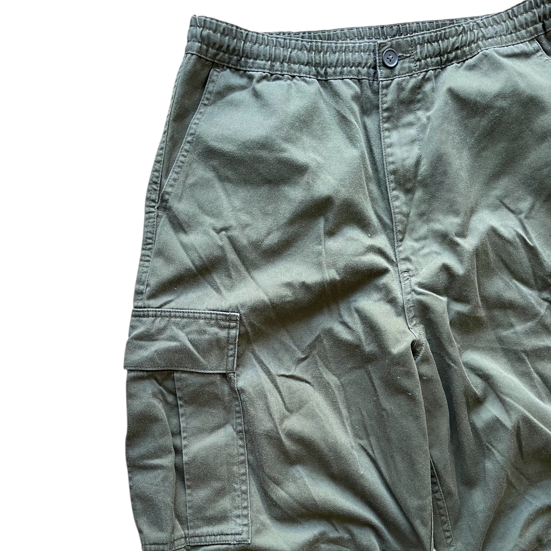 Pantalon cargo kaki GU à poches latérales et cordons de serrage, coupe ample