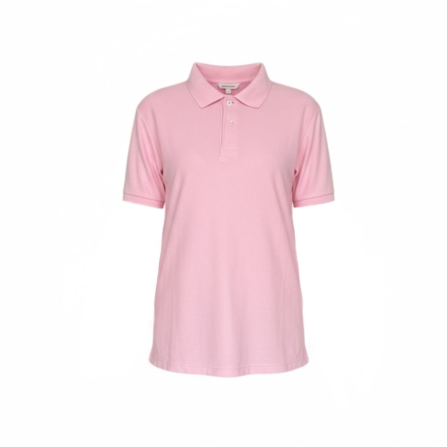 Polo rose à manches courtes avec col classique et patte à trois boutons, coupe droite en coton mélangé