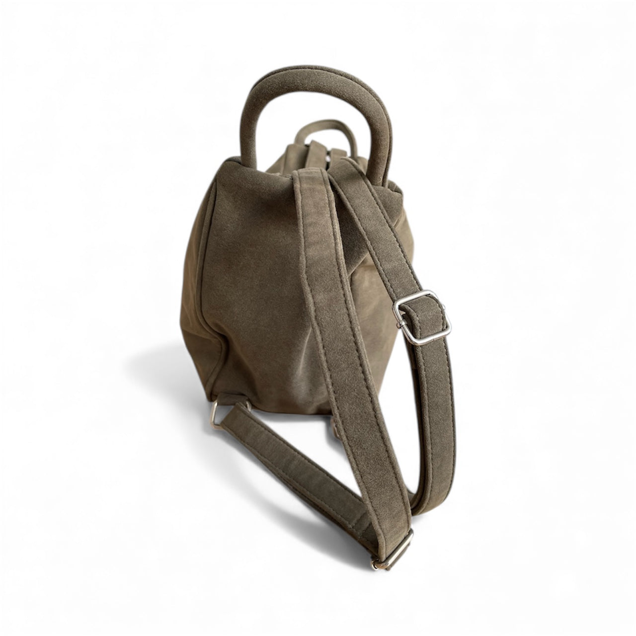 Sac besace en daim kaki avec bandoulière ajustable et fermeture zippée