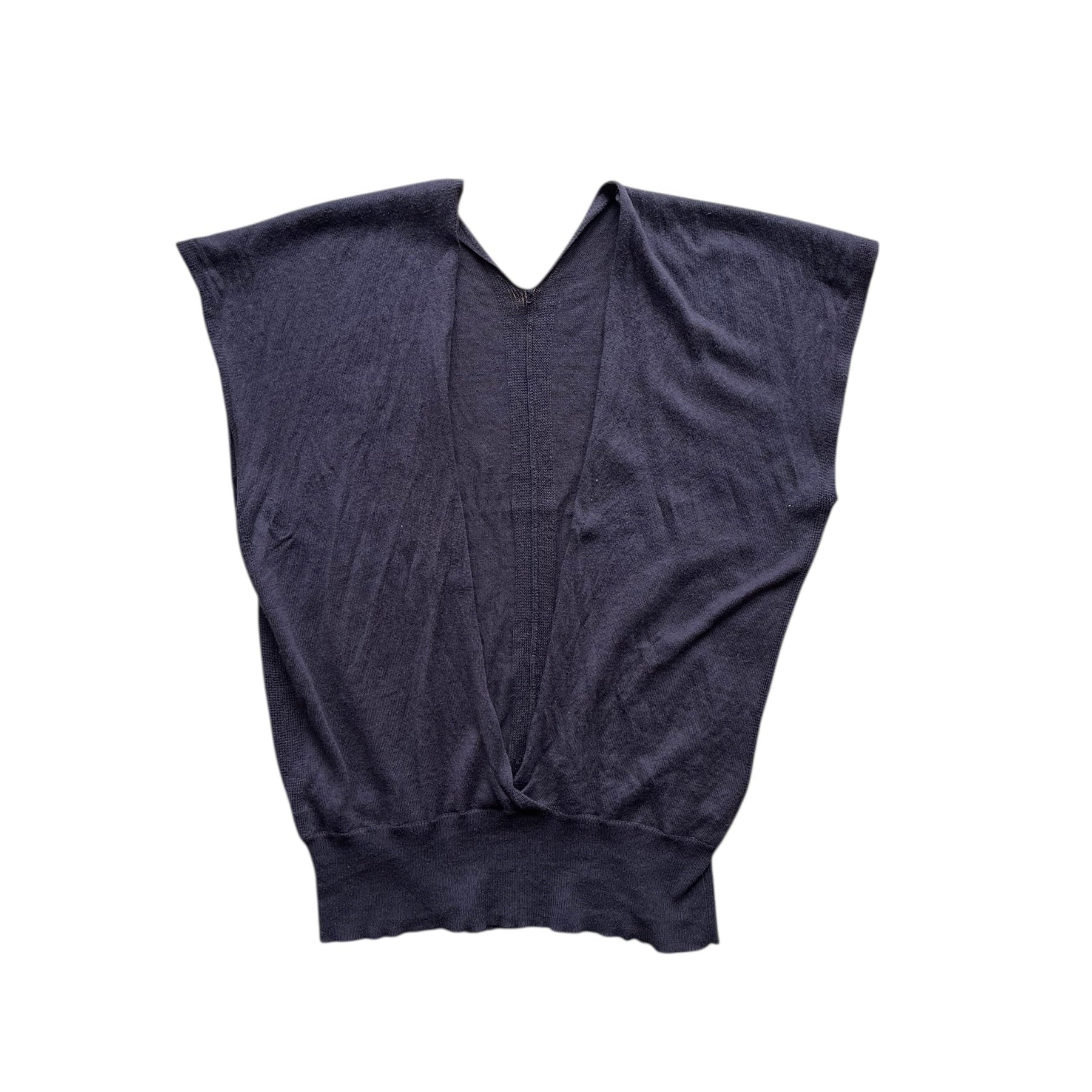 Top marron Nolley’s en soie, coton et cachemire, décolleté plongeant et manches courtes, taille M